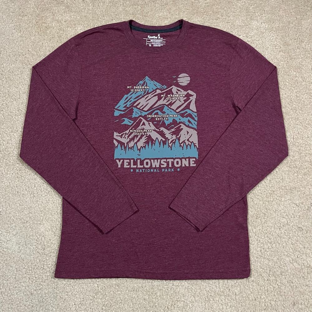 Kastlfel Mens Yellowstone Graphic Long Sleeve Shirt Red Size Medium